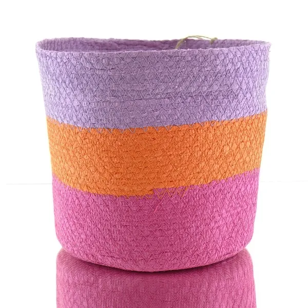 VAN DER LEEDEN Korb Pink Lila Orange Ø 22 cm Höhe 18 cm - Seegras VAN DER LEEDEN Korb Pink Lila Orange Ø 22 cm Höhe 18 cm - Seegras