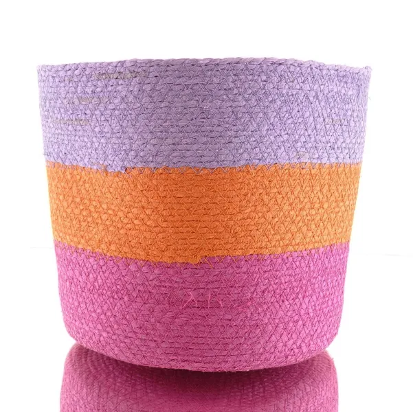 VAN DER LEEDEN Korb Pink Lila Orange Ø 25 cm Höhe 22 cm - Seegras VAN DER LEEDEN Korb Pink Lila Orange Ø 25 cm Höhe 22 cm - Seegras