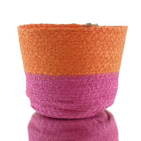 VAN DER LEEDEN Korb Pink & Orange Ø 18 cm Höhe 15 cm - Seegras VAN DER LEEDEN Korb Pink & Orange Ø 18 cm Höhe 15 cm - Seegras