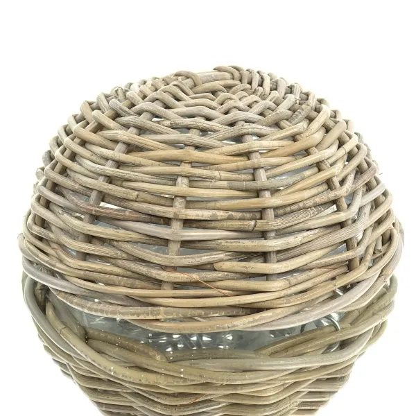 VAN DER LEEDEN Korbampel Rattan Grau mit Metallaufhänger Ø 30 cm