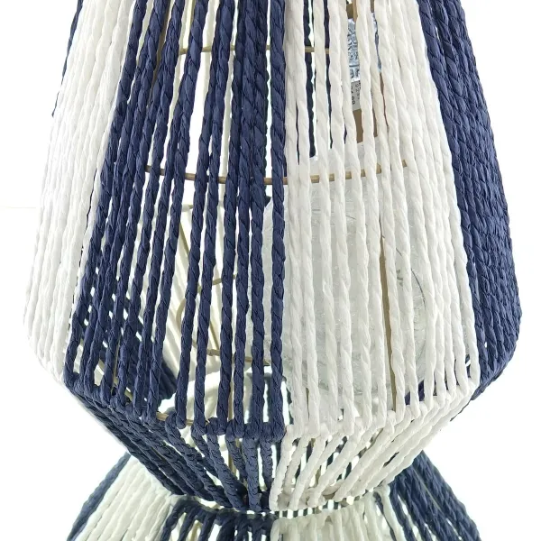 VAN DER LEEDEN Laterne Ø 26 cm Höhe 30 cm blau weiß - Papierseil