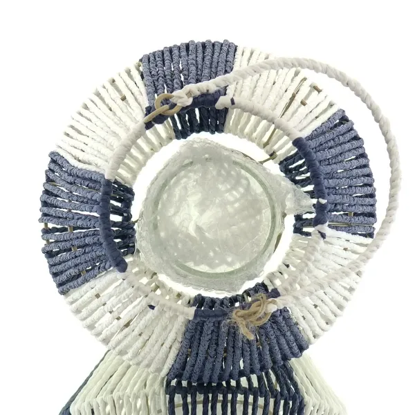 VAN DER LEEDEN Laterne Ø 26 cm Höhe 30 cm blau weiß - Papierseil