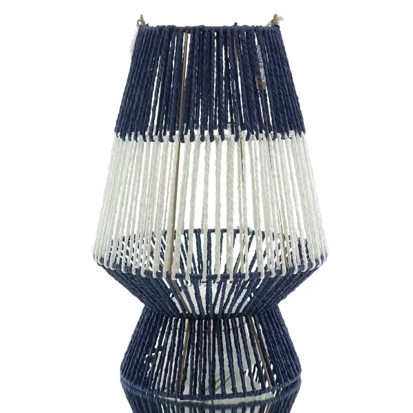 VAN DER LEEDEN Laterne mit Fuß Blau & Weiß Ø 26 cm Höhe 50 cm - Papierseil & Metall