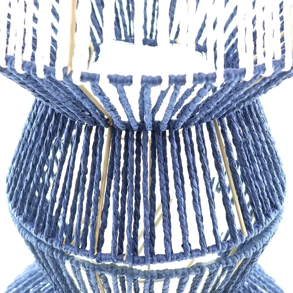 VAN DER LEEDEN Laterne mit Fuß Blau & Weiß Ø 26 cm Höhe 50 cm - Papierseil & Metall