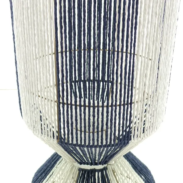 VAN DER LEEDEN Laterne XL Blau & Weiß Ø 34 cm Höhe 60 cm - Papierseil & Metall