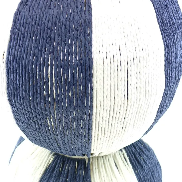 VAN DER LEEDEN Laterne Kugel Blau & Weiß Ø 35 cm Höhe 31 cm - Papierseil & Metall