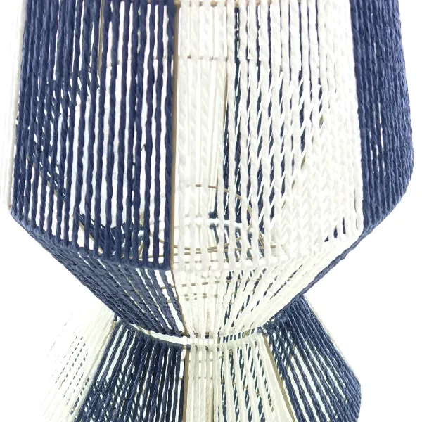 VAN DER LEEDEN Laterne Blau & Weiß Ø 35 cm Höhe 50 cm - Papierseil & Metall