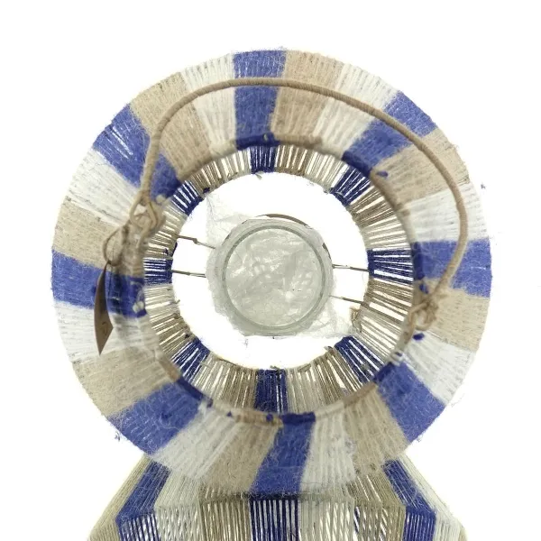 VAN DER LEEDEN Laterne Ø 35 cm Höhe 50 cm natur weiß blau - Jute