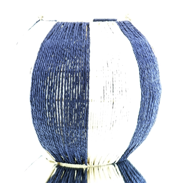 VAN DER LEEDEN Laterne Kugel Blau & Weiß Ø 35 cm Höhe 31 cm  - Papierseil & Metall