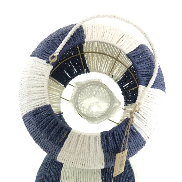 VAN DER LEEDEN Laterne Kugel Blau & Weiß Ø 35 cm Höhe 31 cm - Papierseil & Metall
