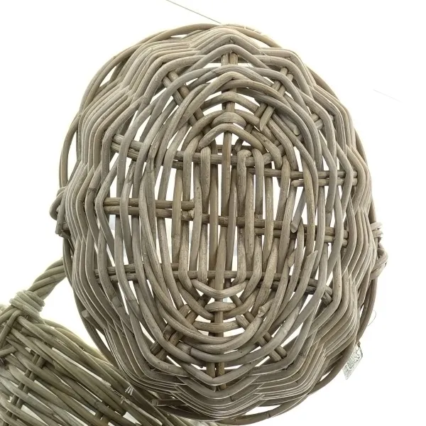 VAN DER LEEDEN Rattan Henkelpflanzkorb Grau mit Folienauskleidung 36 x 28 cm