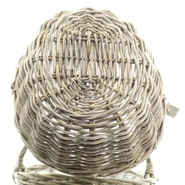 VAN DER LEEDEN Rattan Henkelpflanzkorb Grau mit Folienauskleidung 46 x 40 cm