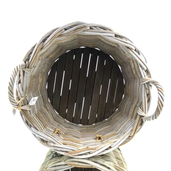 VAN DER LEEDEN Rattan Kaminholzkorb mit Rollen Ø 50 cm