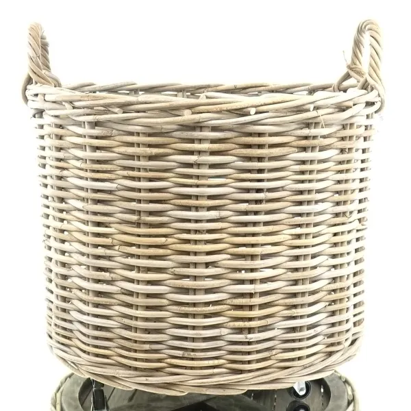 VAN DER LEEDEN Rattan Kaminholzkorb mit Rollen Ø 60 cm