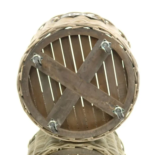 VAN DER LEEDEN Rattan Kaminholzkorb mit Rollen Ø 60 cm