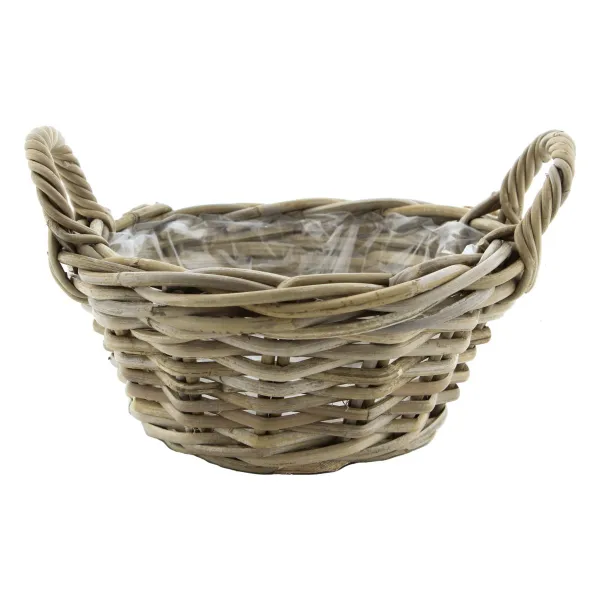 VAN DER LEEDEN Rattan Pflanzschale Grau Ø 28 cm