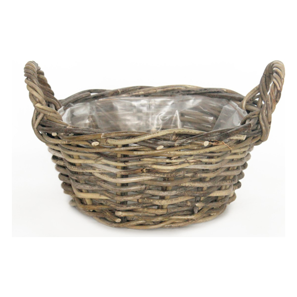 VAN DER LEEDEN Rattan Pflanzschale Grau Ø 35 cm