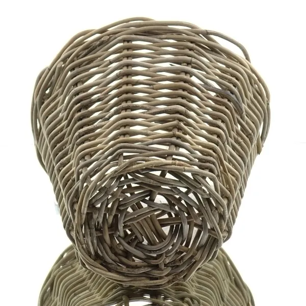 VAN DER LEEDEN Rattan Übertopf Grau konisch mit Folienauskleidung Ø 18 cm