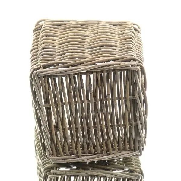 VAN DER LEEDEN Rattan Übertopf Grau quadratisch mit Folienauskleidung 27 cm