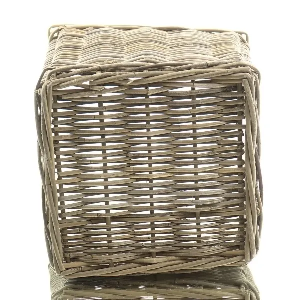 VAN DER LEEDEN Rattan Übertopf Grau quadratisch mit Folienauskleidung 33 cm