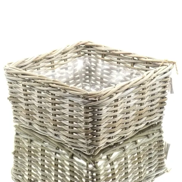 VAN DER LEEDEN Rattan Übertopf Grau quadratisch mit Folienauskleidung 40 cm VAN DER LEEDEN Rattan Übertopf Grau quadratisch mit Folienauskleidung 40 cm