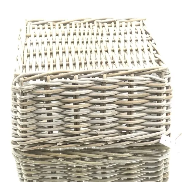 VAN DER LEEDEN Rattan Übertopf Grau quadratisch mit Folienauskleidung 40 cm