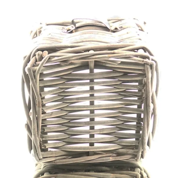 VAN DER LEEDEN Rattan Übertopf Grau quadratisch mit Folienauskleidung 50 x 50 cm