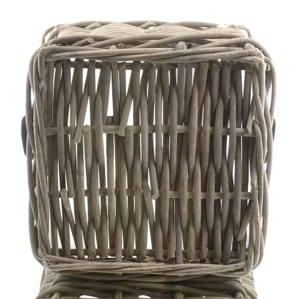 VAN DER LEEDEN Rattan Übertopf Grau quadratisch mit Folienauskleidung 65 x 65 cm