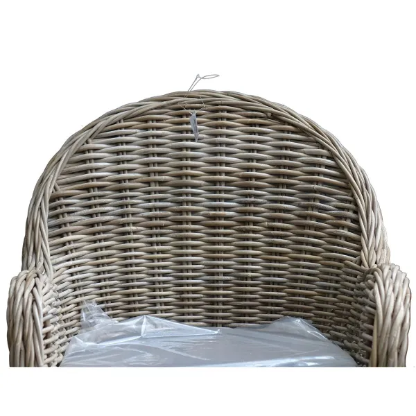 VAN DER LEEDEN Stuhl Rattan Grau 70 x 64 cm Höhe 85 cm + Kissen