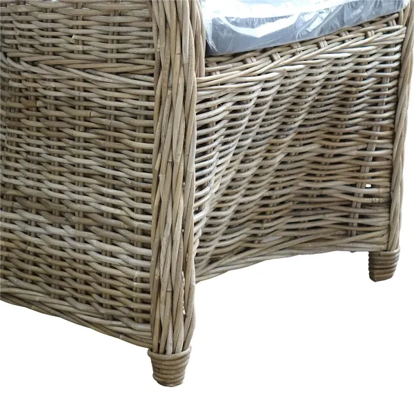 VAN DER LEEDEN Stuhl Rattan Grau 70 x 64 cm Höhe 85 cm + Kissen