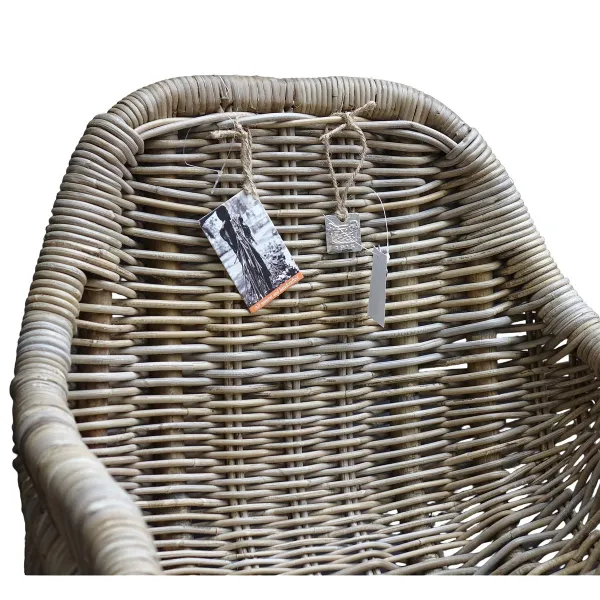 VAN DER LEEDEN Stuhl Rattan Grau - schwarze Beine 56 x 60 cm Höhe 83 cm