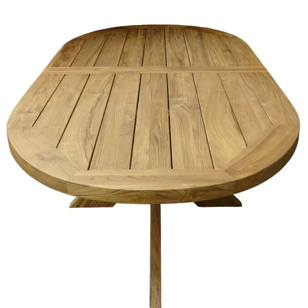 VAN DER LEEDEN Tisch Kreuzbein Oval Teak Natural 240x110 cm Höhe 78 cm