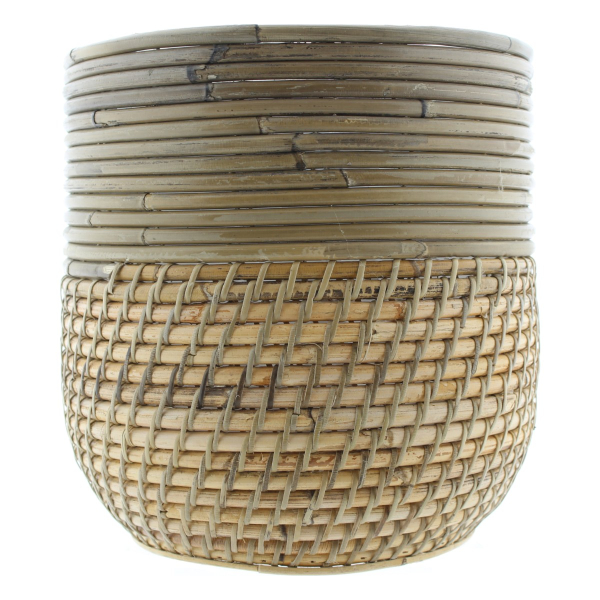 VAN DER LEEDEN Topf Stripe/Lombok grau blond Ø 21 Höhe 20 cm