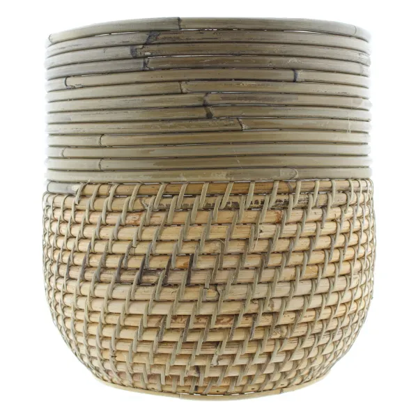 VAN DER LEEDEN Topf Stripe/Lombok grau blond Ø 21 Höhe 20 cm