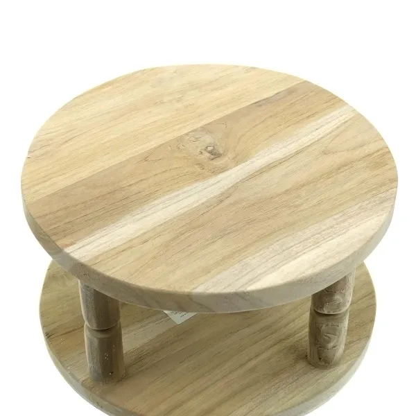 VAN DER LEEDEN Untersetzer - Platte mit 4 Beinen Natur Ø 30 cm - Teakholz massiv