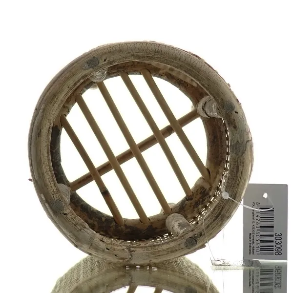 VAN DER LEEDEN Windlicht mit Glaseinsatz natur Ø 14 cm - Rattan