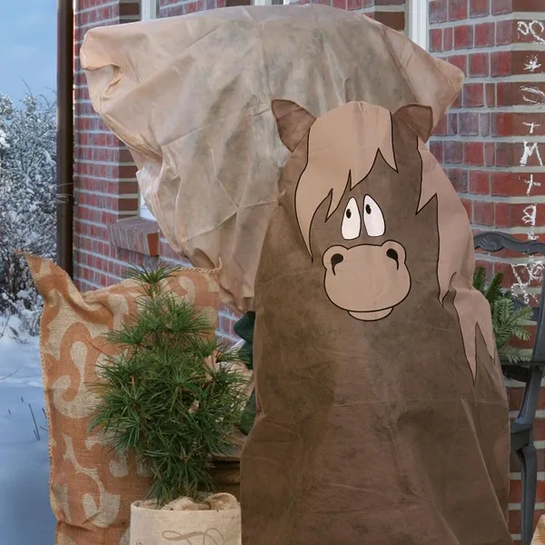 Videx® Pflanzen-Winterschutz-Vlieshaube Pferd Hotte Braun 125 x 120 cm