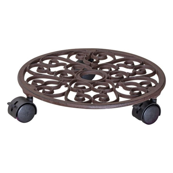 Wagner Pflanzenroller Antik Ø 29 cm, Gusseisen, Tragkraft 50 kg, dunkelbraun