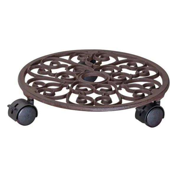 Wagner Pflanzenroller Antik Ø 29 cm, Gusseisen, Tragkraft 50 kg, dunkelbraun