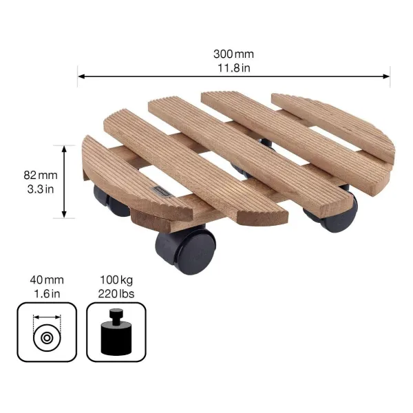 Wagner® Pflanzenroller COUNTRY GH 0183 - Ø 30 cm rund, Holz, Palisander, Tragkraft 100 kg