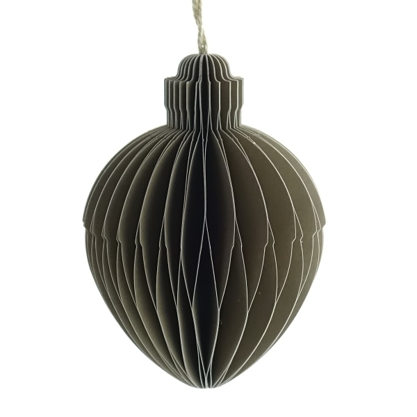 Weihnachtskugel Konus Taupe mit Aufhänger Ø 7 cm - aus Papier