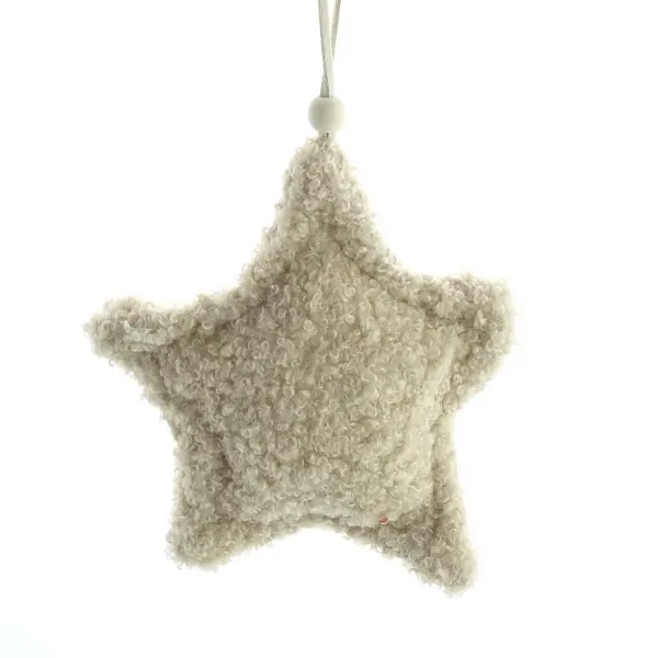 Weihnachstdeko Stern Beige aus Plüschstoff Ø 12 cm - Polyester