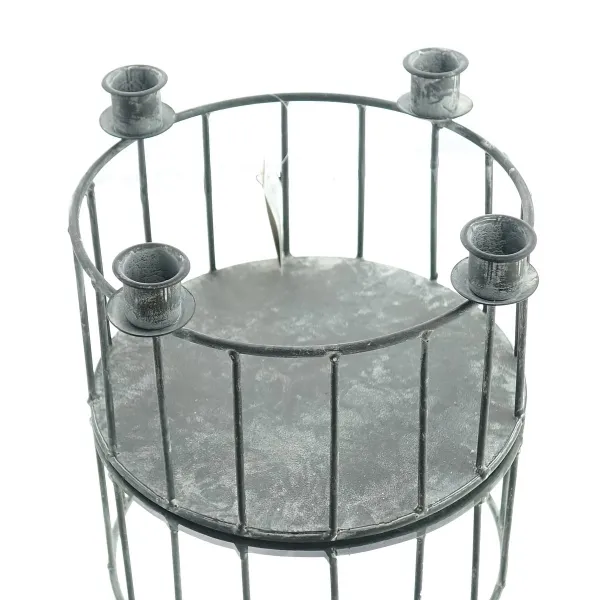 Weihnachtlicher 4-fach Spitzkerzenhalter Grau gewischt Korbform Ø 23 cm - Metall Weihnachtlicher 4-fach Spitzkerzenhalter Grau gewischt Korbform Ø 23 cm - Metall