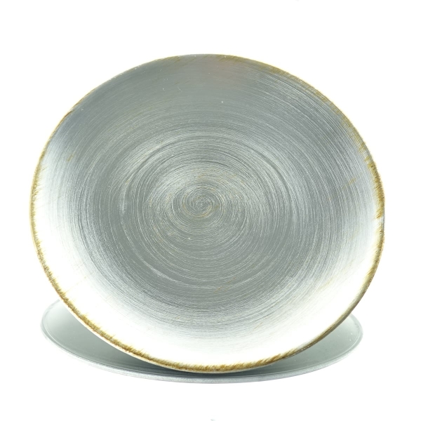 Weihnachtlicher Deko-Teller Silberfarben gewölbt Ø 28 cm - Kunststoff