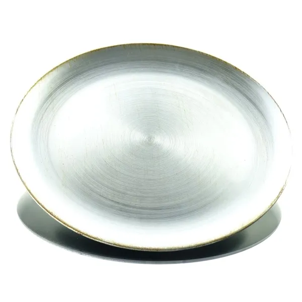 Weihnachtlicher Deko-Teller Silberfarben gewölbt Ø 28 cm - Kunststoff
