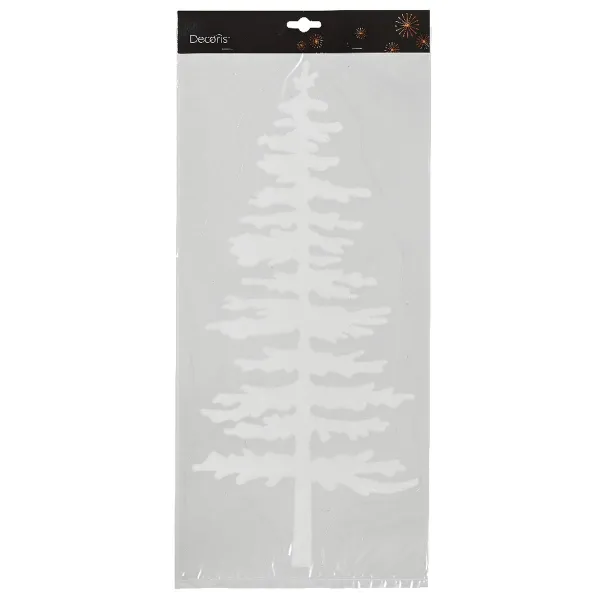 Weihnachts-Fensterbildaufkleber Weiß Tannenbaum fein gezeichnet 23 x 49 cm