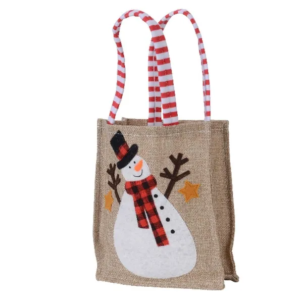 Weihnachts-Geschenketasche Schneemann Rot & Weiß 19 x 16 cm - Polyester