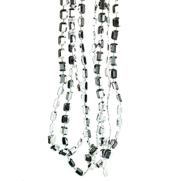 Weihnachts-Girlande Silver silberfarben in Baguetteform 2,7 Meter - Kunststoff 