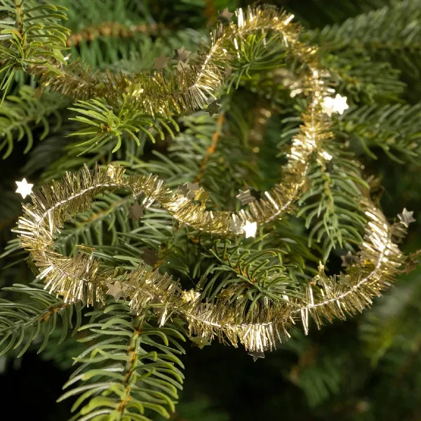 Weihnachts-Lametta-Sterngirlande Goldfarben glänzend 7 Meter - Kunststoff
