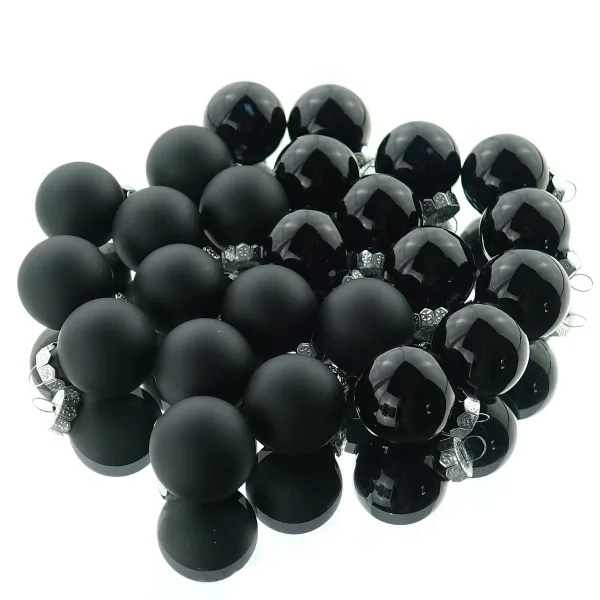 Weihnachts-Micro-Kugeln Black schwarz Ø 2,5 cm aus Glas - 24er Set Weihnachts-Micro-Kugeln Black schwarz Ø 2,5 cm aus Glas - 24er Set